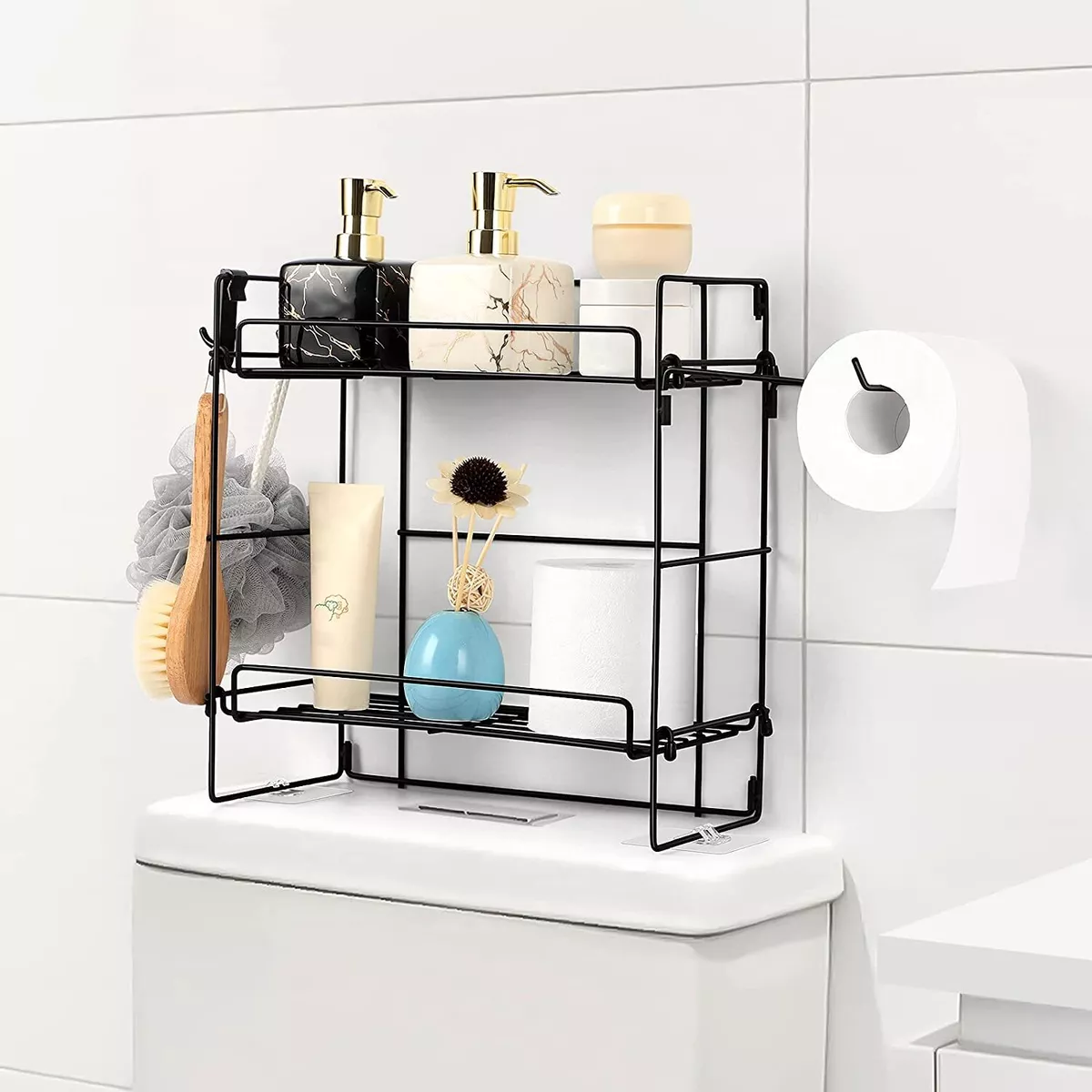 2-Tier Bathroom Over Toilet Organizer, Bathroom Storage Shelf