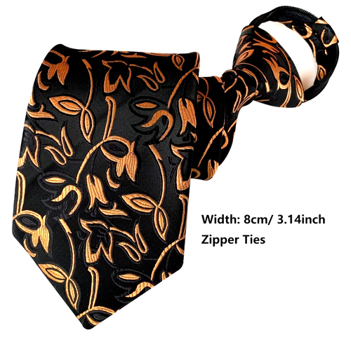 Lovacely Pre-Tied Zipper Necktie For Men – 3.15 Inch Silk Woven Paisley Design, One Size Fits Most - View #8