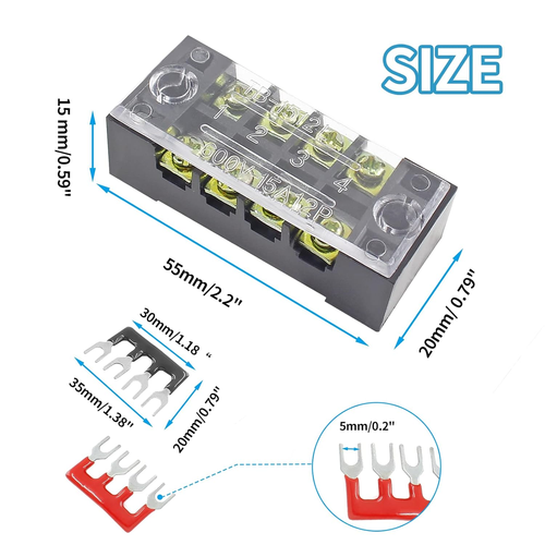 5 Sets 4 Position 600V 15A Dual Row Screw Terminal Strip Block, Terminal Blocks - Picture 2 of 12