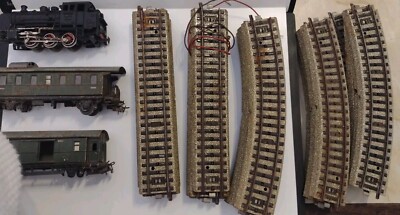 Vintage Fleismann Dampflok, Reisezugwagen & Gleise für Ersatzteile/Reparatur, portofrei!
