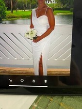 David Bridal Wedding dress Size 10 white with spaghetti straps