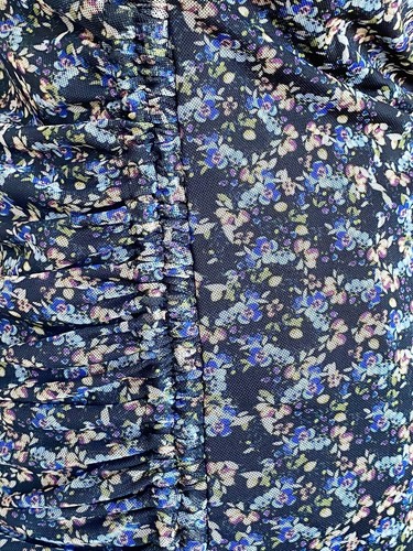 Free People Black Floral Wrap Front Ruched Lined Stretch Dress Large $98 B17 - Picture 6 of 9