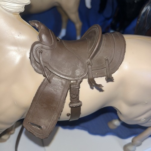 Vintage Lot 5 Marx Horses Johnny West Saddles Bridles Stirrups Palomino Brown - Picture 24 of 24