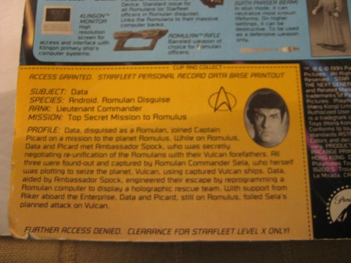 Star Trek Lieutenant Commander Data Romulan Next Generation Playmates 1994 Neu in OVP - Bild 6 von 12