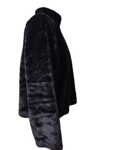 A New Day Sweatshirt Women's Size Medium Faux Fur Quarter Zip Black Mock Neck - Picture 8 of 14