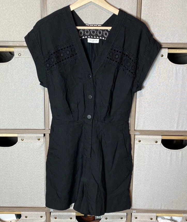 Sandro Nyane Linen Romper Sz S Pre Owned - Image 2 of 4