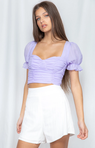 Hot Lilac Ruche Crop With Bust Detail - Picture 4 of 10