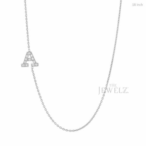 14K Gold 0.11 CT VS/F-G Diamond Initial Alphabet "A" Charm Pendant Necklace - Picture 3 of 4