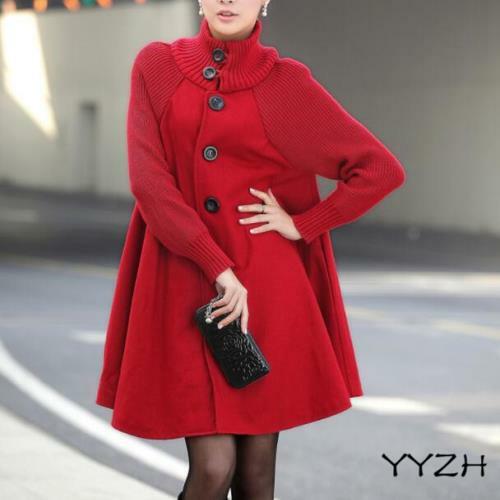 Women's Winter Wool Button Down Coat Coats Jacket A-line Swing Overcoat Stylish - Picture 11 of 12