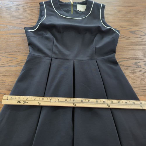 Mini Vestido Kate Spade Hope Fit and Flare Negro Blanco Sin Mangas Falda Plisada 6 - Imagen 12 de 13