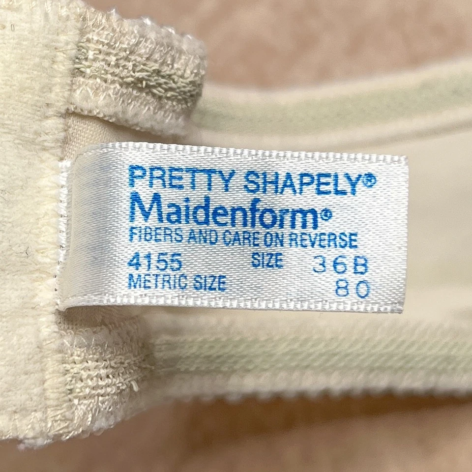 Sujetador de malla floral sin tirantes con forma de doncella bonita de colección de los años 70 lencería crema Foto 4 de 4