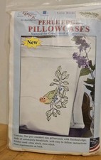 Jack Dempsey Perle Edge Pillowcases Stamp Hand Embroidery LOVEBIRDS 1600-574