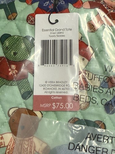Vera Bradley Toasty Teddies Essential Grand Tote - NWT - Picture 4 of 5