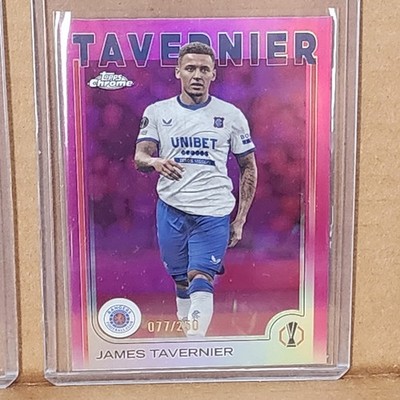 James Tavernier 2024-25 Topps Chrome UEFA CC Pink Refractor #77/250 Rangers FC