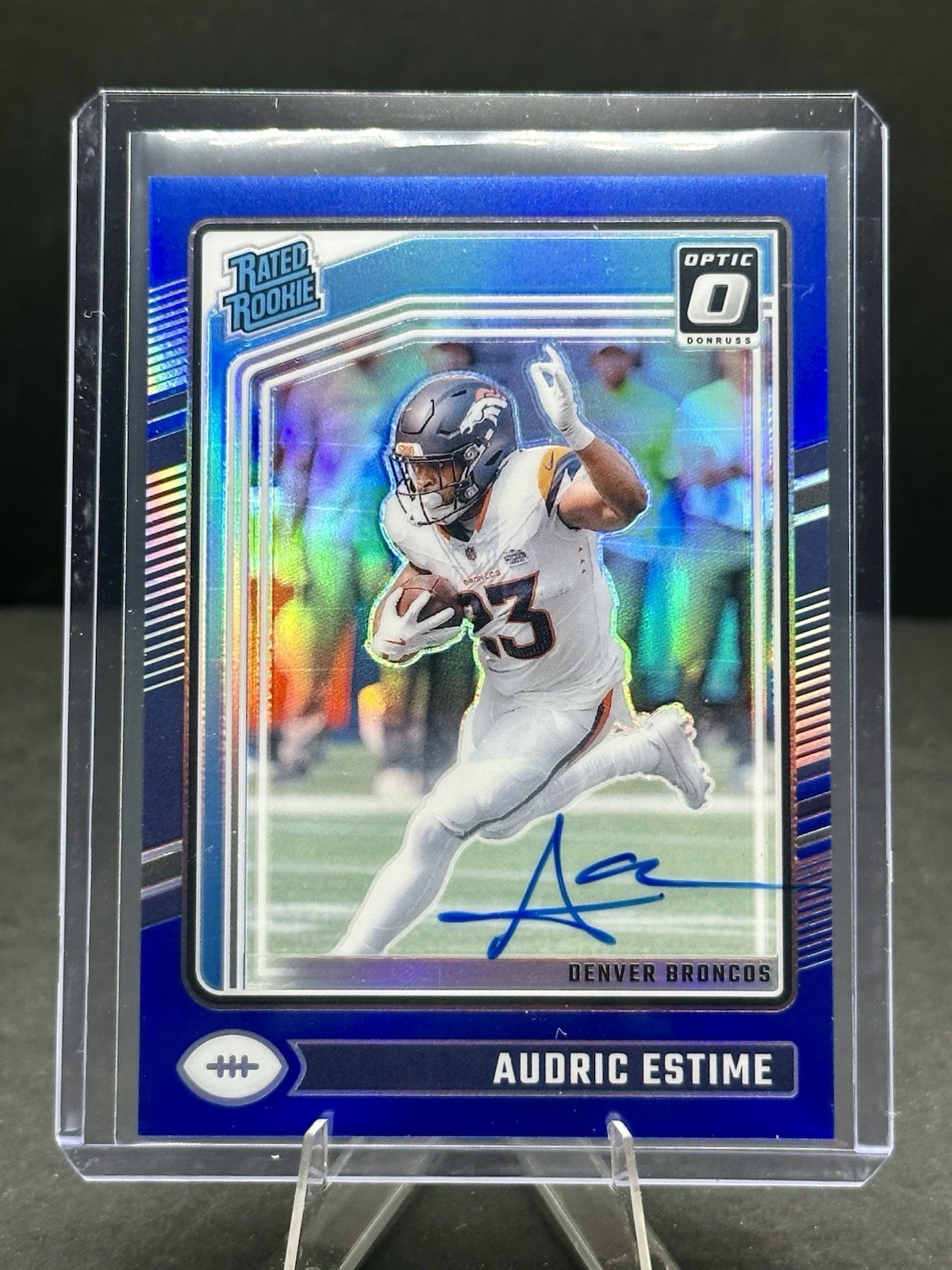 2024 Donruss Optic Audric Estime #206 Autograph Blue /99 RC Broncos *Rookie*