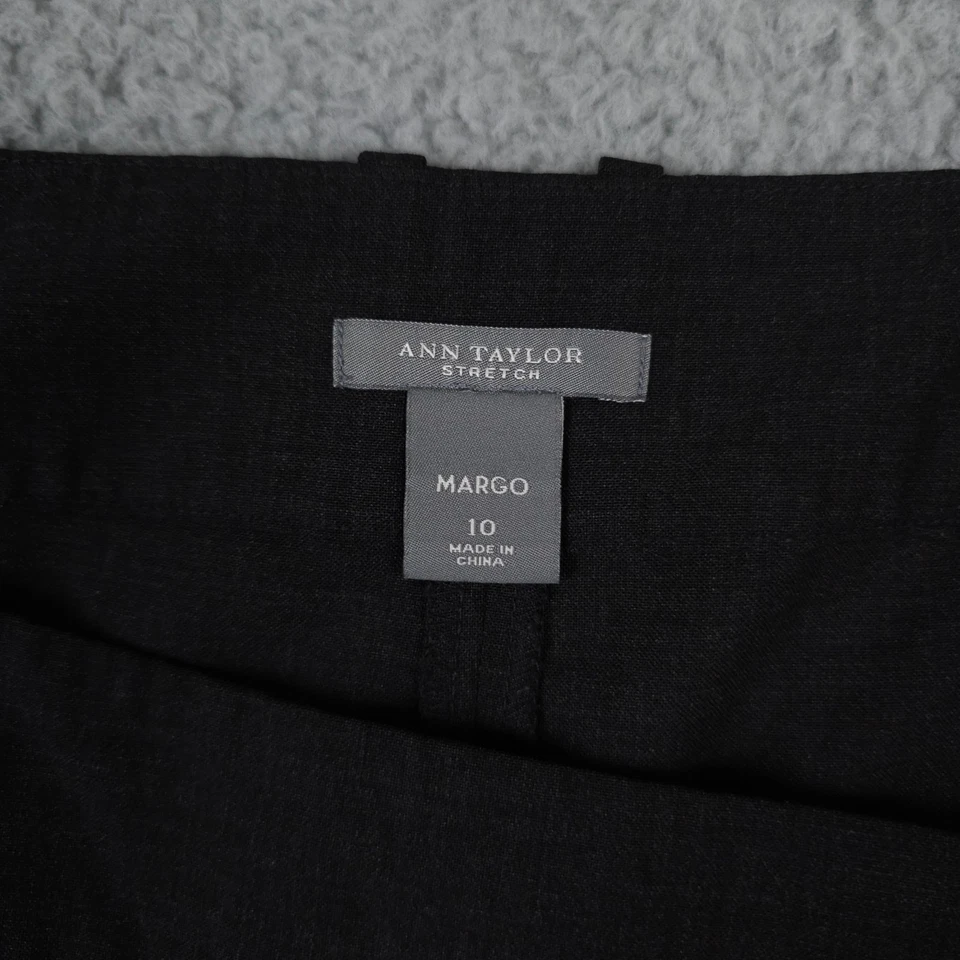 Pantalones Ann Taylor para mujer 10 gris oscuro lana Margo acampanada pierna tiro alto pantalones Foto 3 de 4