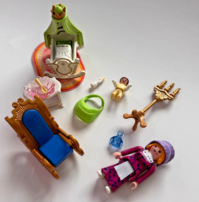 Playmobil 4254 Royal Nursery Baby Castle Cradle Bottle Rocker Chair Gold Complet