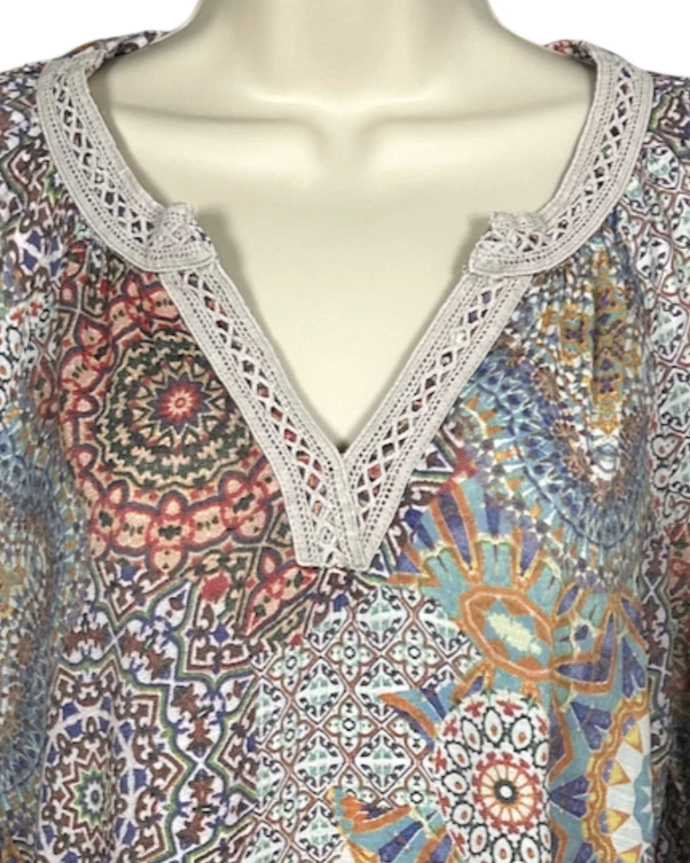 Top para mujer Spense floral manga larga ligero ribete de encaje pequeño pequeño Foto 3 de 4