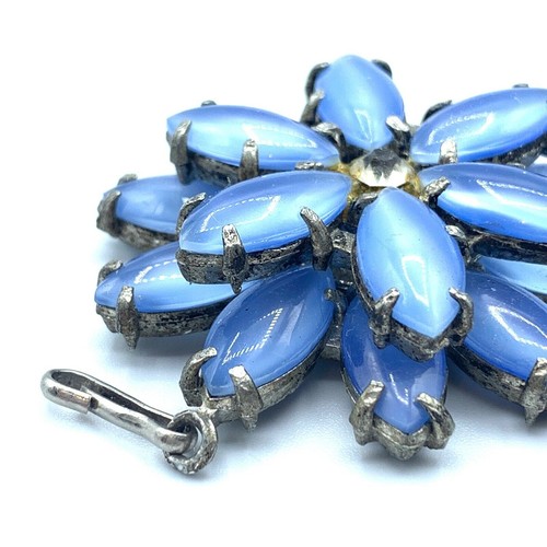 Vintage Juliana Style blue double starburst pendant unsigned - Imagen 5 de 7