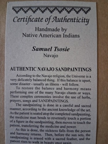 Authentic Navajo Sand Painting by Samuel Tsosie 10 x 14 Framed. - Picture 10 of 13