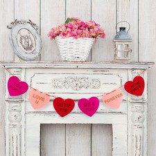 Valentine's Day Felt Heart Garland Banner for Indoor Outdoor Wedding Engagement