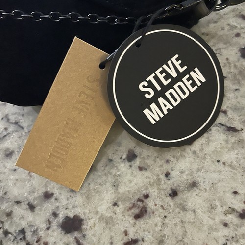 NWT Steve Madden Black Velvet Blyn Clutch Shoulder Bag Crossbody Party New Women - Picture 3 of 9