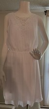 Cato Size S White Summer pleated Dress Crochet Lace Trim