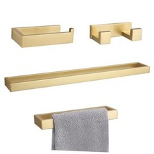 Bathroom Hardware Accessories, 4PCS Towel Bar Set Set B Brushed Gold