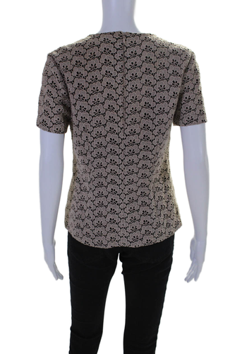 T-shirt Diane Von Furstenberg donna zip posteriore manica corta pizzo marrone nero 6 - Foto 3 di 7