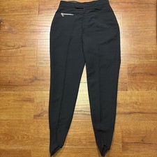 Bogner Ski Pants Women 16 Black Wool Nylon Pleated Dona Highrise Tapered Stirrup