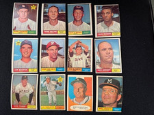 1961 Topps Baseball Lot of 12 including Roach, Brewer, Pagan & Mgr. Scheffing