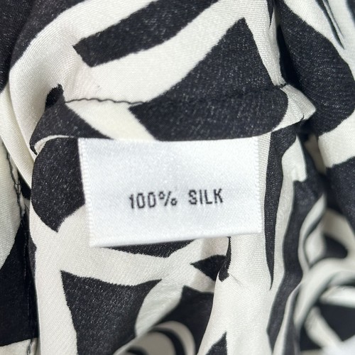 Talbots Silk Tank Top Womens 16 Black White Leaf Print Sleeveless Blouse Career - Picture 5 of 10