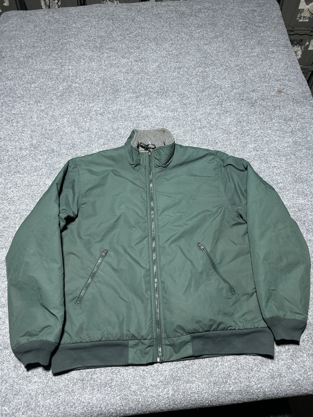 Vintage L.L. Bean Bomber Jacket Mens Large Green Fleece Lined Winter Coat EUC