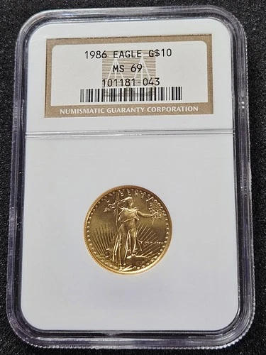 🌟 1986 $10 American Gold Eagle 1/4 oz Bullion Coin NGC  MS69 BU UNC 1ST YEAR
