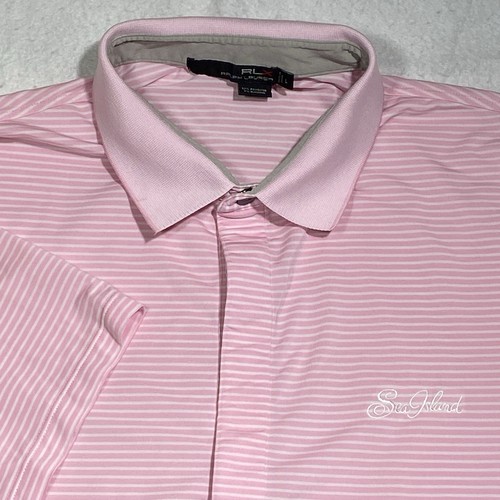 RLX Ralph Lauren Performance Polo Shirt Mens Large Pink Sea Island Short Sleeve