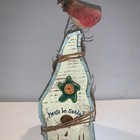 Hand Crafted Vtg Whimsi  Bird House with  Red bird on top Indoor Use Best