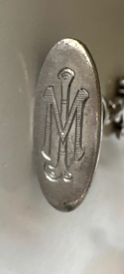 Victorian 800 Silver Watch Chain Chatelaine Wax Seal Fob Monogram M W Hallmarked - Image 4 of 4