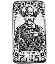 10 oz Silver Art Bar 999 - Sheriff - Exclusive Limited Edition - Adamo Metals 61.90 per troy oz