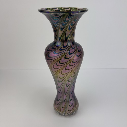 Robert Held Glass Vase Feather Iridescent 11in z3q - Picture 5 of 24