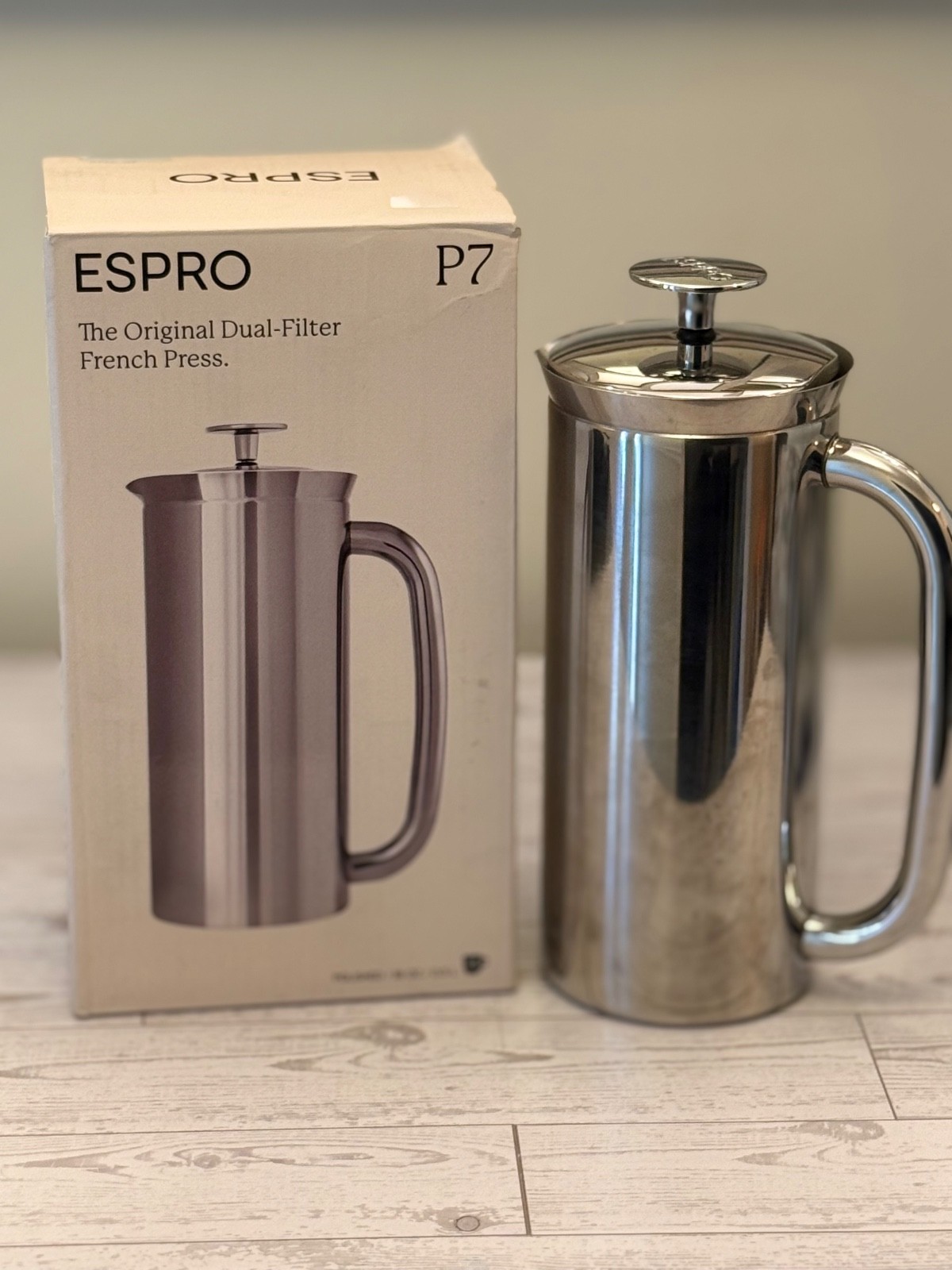 Double Walled Coffee Maker -18oz Silver Ob