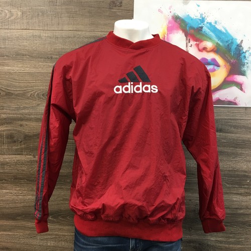 VINTAGE Adidas Pullover Track Jacket Red Black Logo Mens Size L Streetwear - Image 1