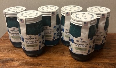 6x True Sea Moss Gel Superfood Blue Spirulina and Raspberry 16 fl oz EXP 12/2026