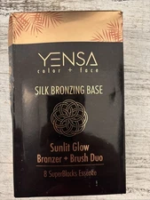 YENSA Silk Bronzing Base SUNLIT GLOW Bronzer + Brush Duo NIB 1 oz