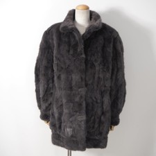 Real Mink Fur Luxury Coat Soft Gray Dyed Vntage L