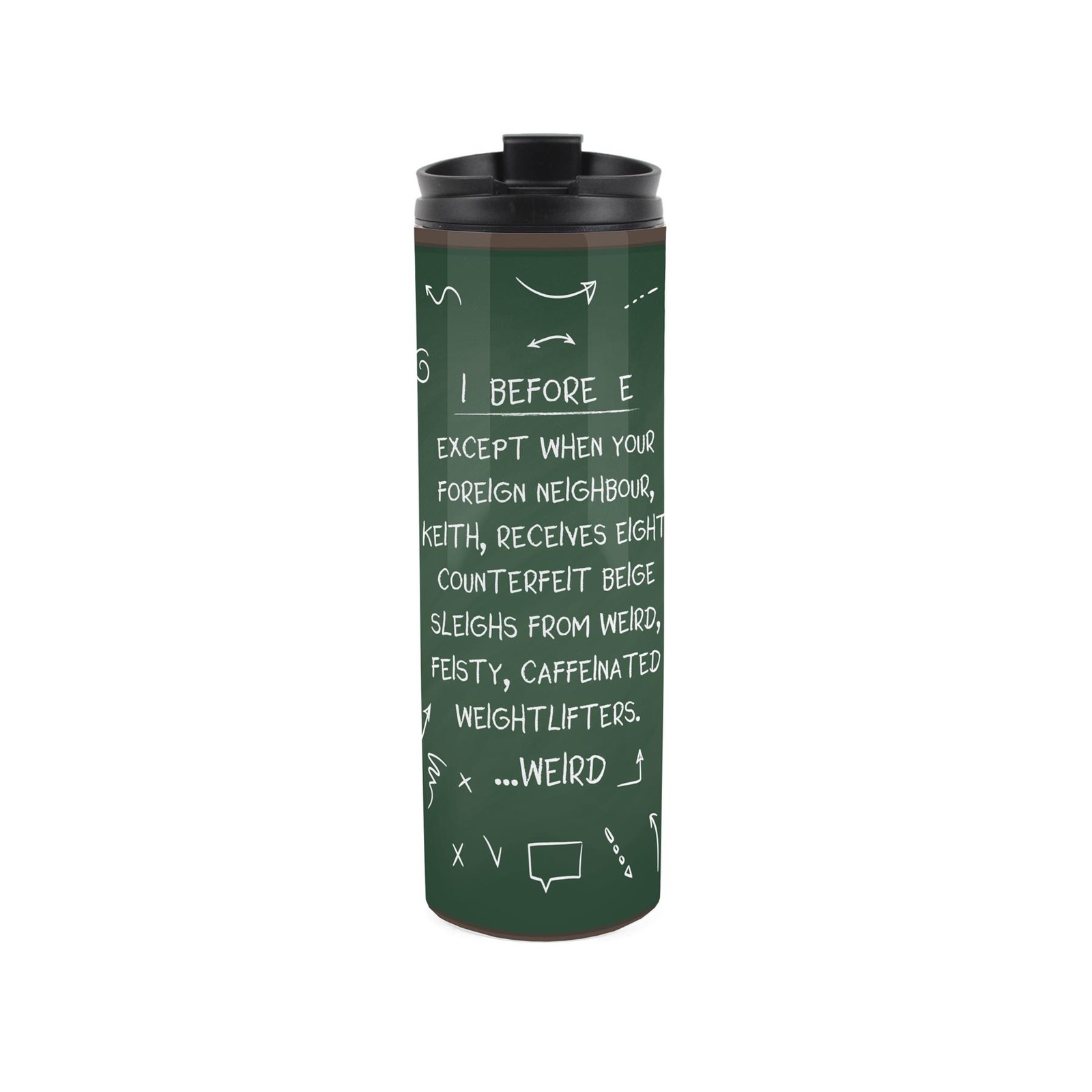 I Before E Travel Flask - Stainless Steel Flask Joke Gift for English Teacher