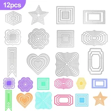 12PCS Metal Cutting Dies Set Polygon Embossing Tools for Card Album Scrapbooking