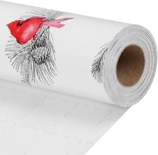 LaRibbons Cardinal Christmas Wrapping Paper Roll, Elegant Red Bird Holiday Gift 