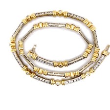 Certified UK Hallmarked White & Yellow Gold 4ct Diamond Necklace