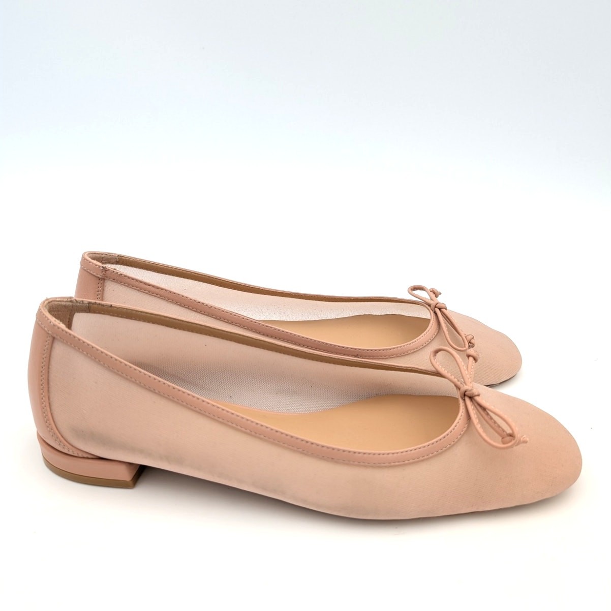 Stuart Weitzman Arabella Mesh Ballet Flat Women's Beige Size US9B EU39.5