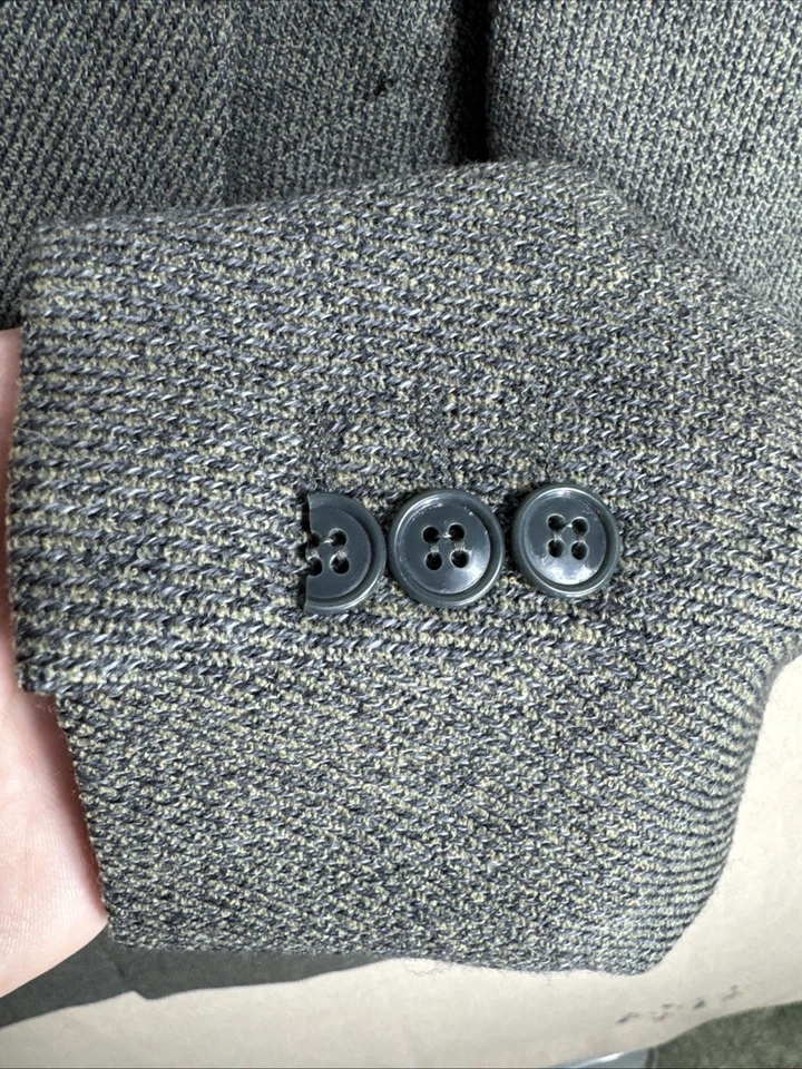 VINTAGE DOBLE BOTONADURA Mani Neiman Marcus 38R Verde Gris Lana Pico Solapa 4 BTN Foto 3 de 4